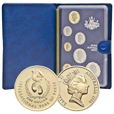 1986 RAM  Year Of Peace $1 Proof 7x Coin Set - Mintage: 67,000