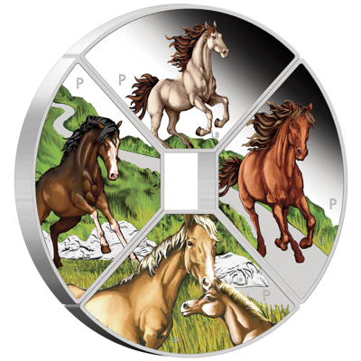 2026 4oz Year Of The Horse Quadrant Silver Proof Coloured Coin - Mintage: 1,500