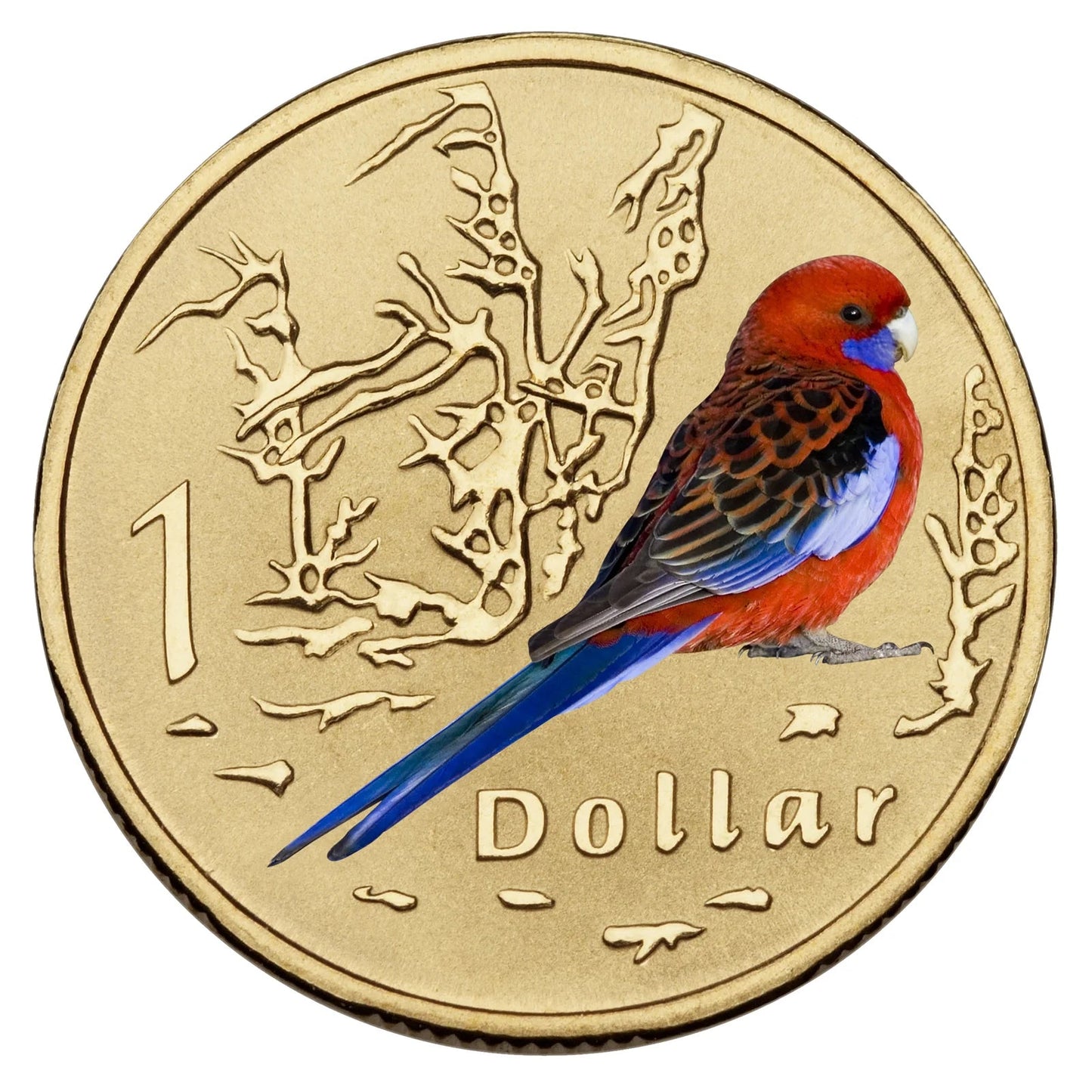 2011 $1 Crimson Rosella Air Series Carded Coin - Mintage: 24,892