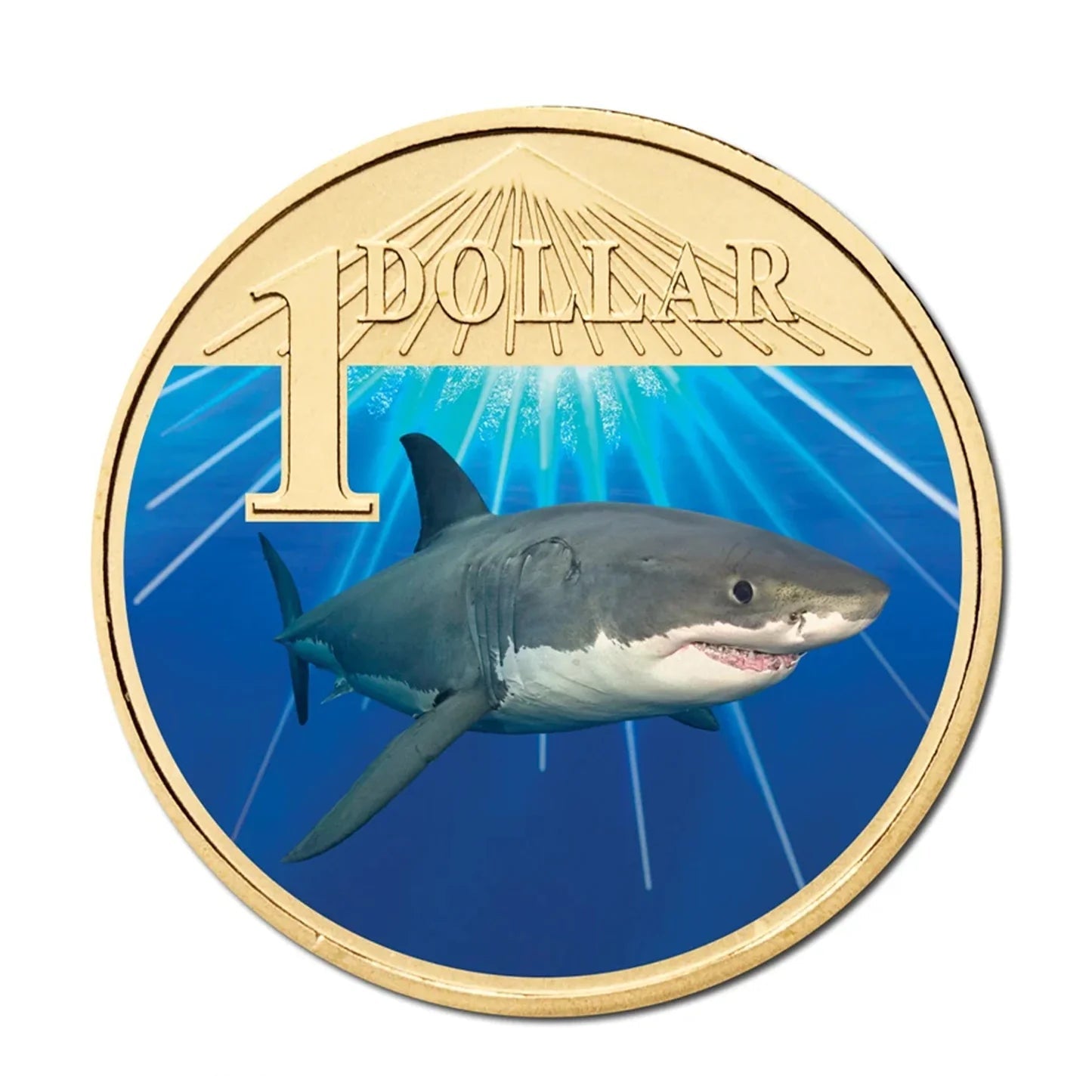 2007 $1 Great White Shark Ocean Series Carded Coin - Mintage: 30,416