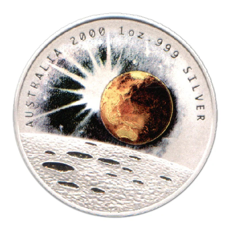 2000 1oz Silver Moon/Sun/Earth  Millennium Coin - Mintage: 30,000