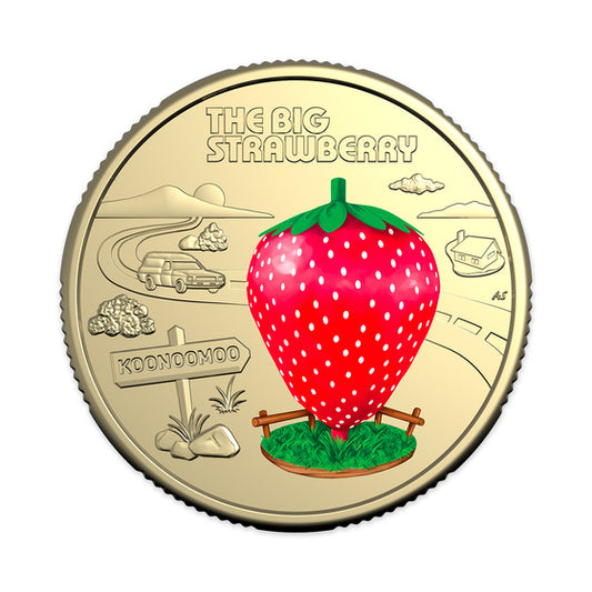 2025 $1 Red Strawberry - Aussie Big Things 2 Coloured Coin PNC Mintage: 2300
