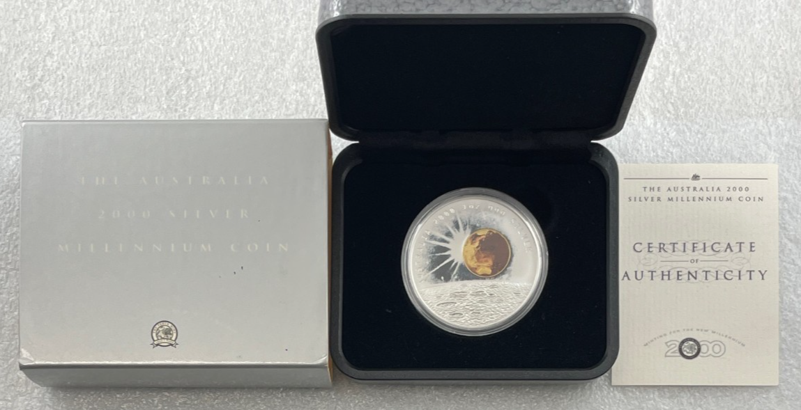 2000 1oz Silver Moon/Sun/Earth  Millennium Coin - Mintage: 30,000