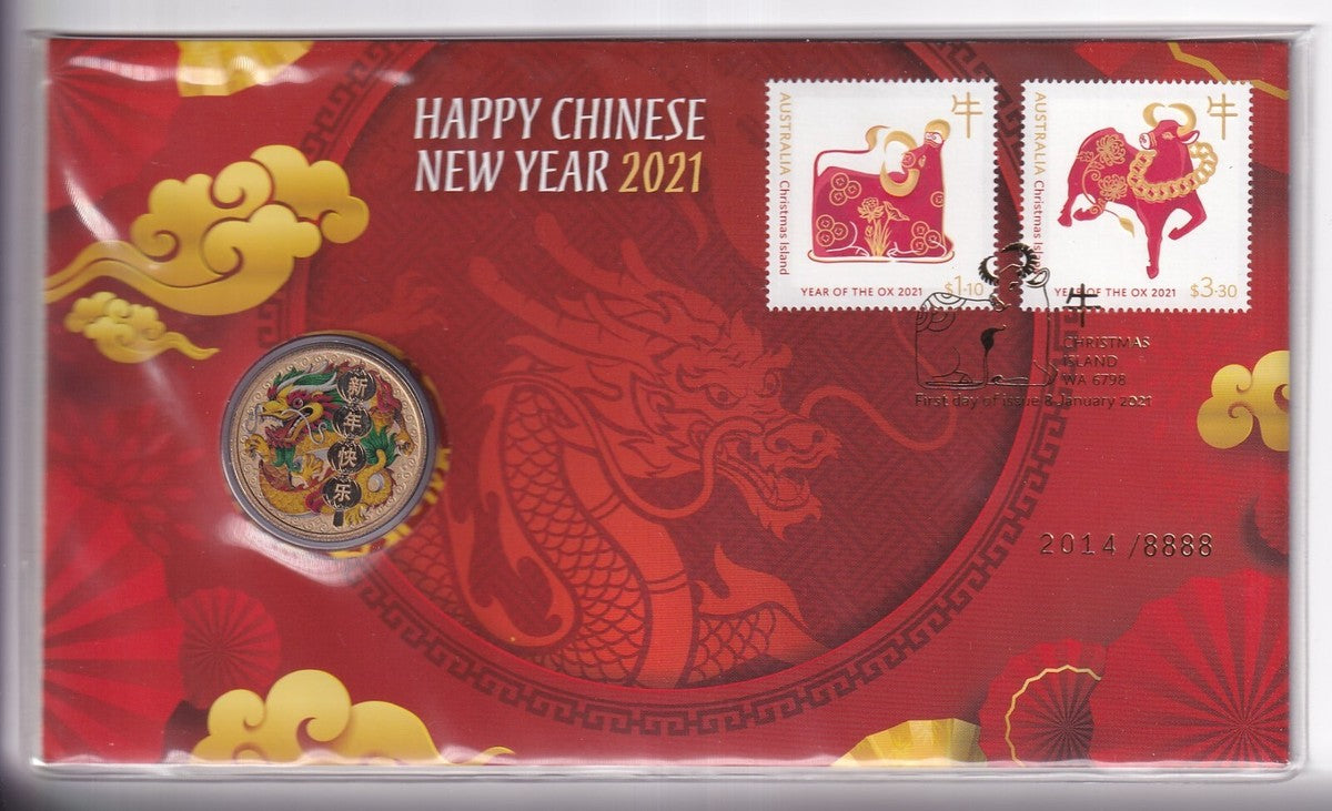 2021 $1 Year Of The Ox Chinese New Year PNC - Mintage: 8,888