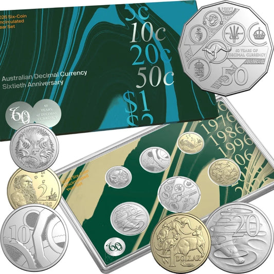 2026 Australian Currency 60th Anniversary 6x UNC Coin Set