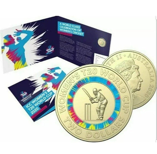 2020 $2 Women's T20 World Cup Cricket 1x UNC Coin Folder
