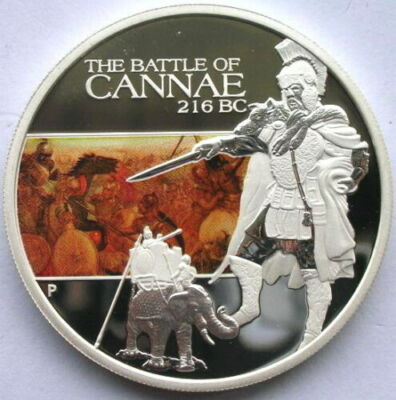 2009 1oz Silver Famous Battles In History CANNAE 216BC Coin - Mintage: 5,000
