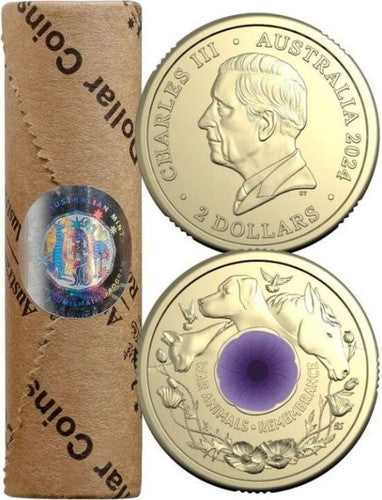 2024 Purple Poppy War Animals $2 RAM Roll - Includes Protective Tube & Sticker