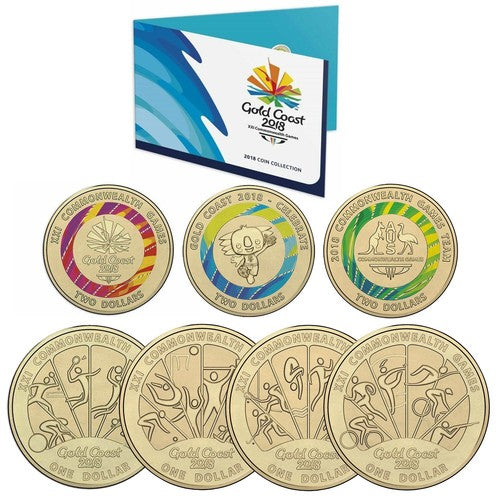 2018 $2 Gold Coast Games 7x UNC Coin Set